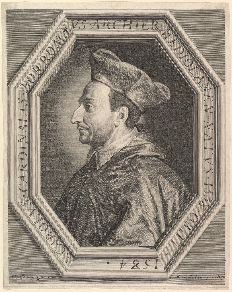 Detail of Saint Charles Borromee, cardinal et archeveque de Milan by Jean Morin