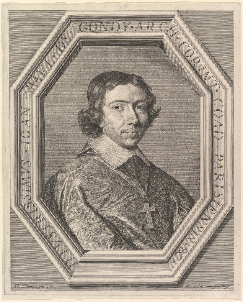 Detail of Jean-Francois-Paul de Gondy, coadjuteur de l'archeveque de Paris, futur cardinal de Retz by Jean Morin