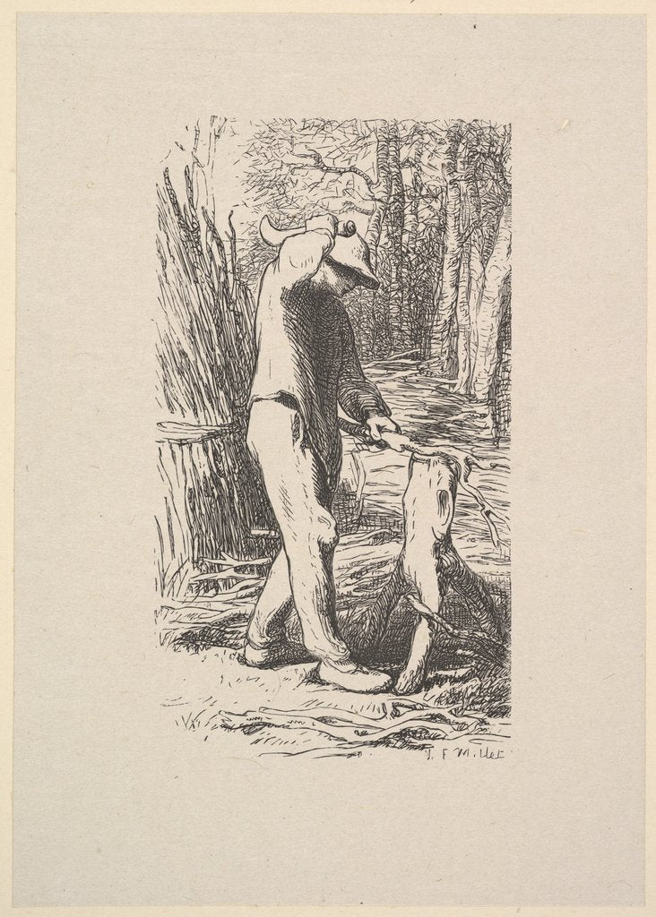 Detail of Woodcutter Making a Faggot, 1853 by Jacques-Adrien Lavieille