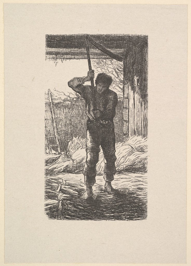 Detail of Man Threshing Wheat, 1853 by Jacques-Adrien Lavieille