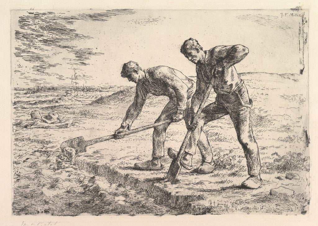 Detail of The Diggers, 1830-75 by Jean Francois Millet