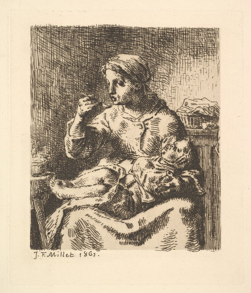 Detail of Cooling the Porridge, 1861 by Jean Francois Millet