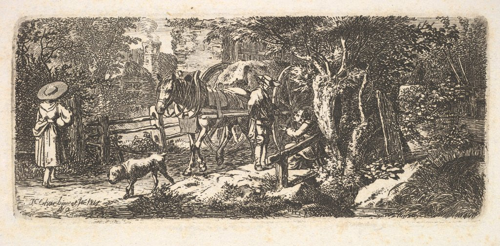 Detail of Alms given by a cart driver, 1814 by Johann Christian Erhard