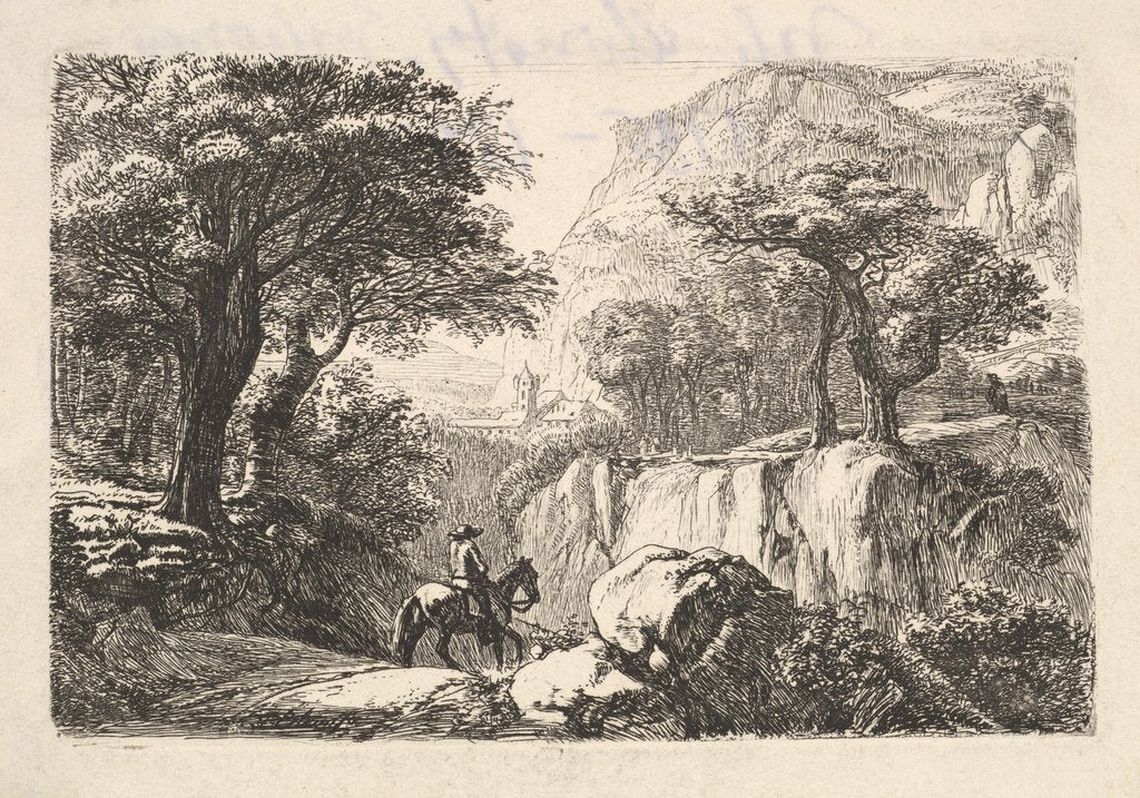 Detail of The Horseback Rider in the Gorge, 19th century by Johann Christian Erhard