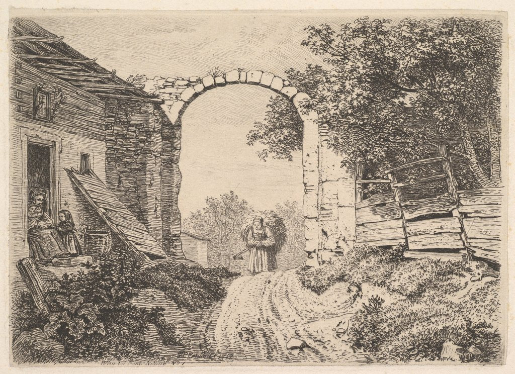 Detail of Girl with a Load of Hay, Outside of Thorbogen, 1817 by Johann Christian Erhard