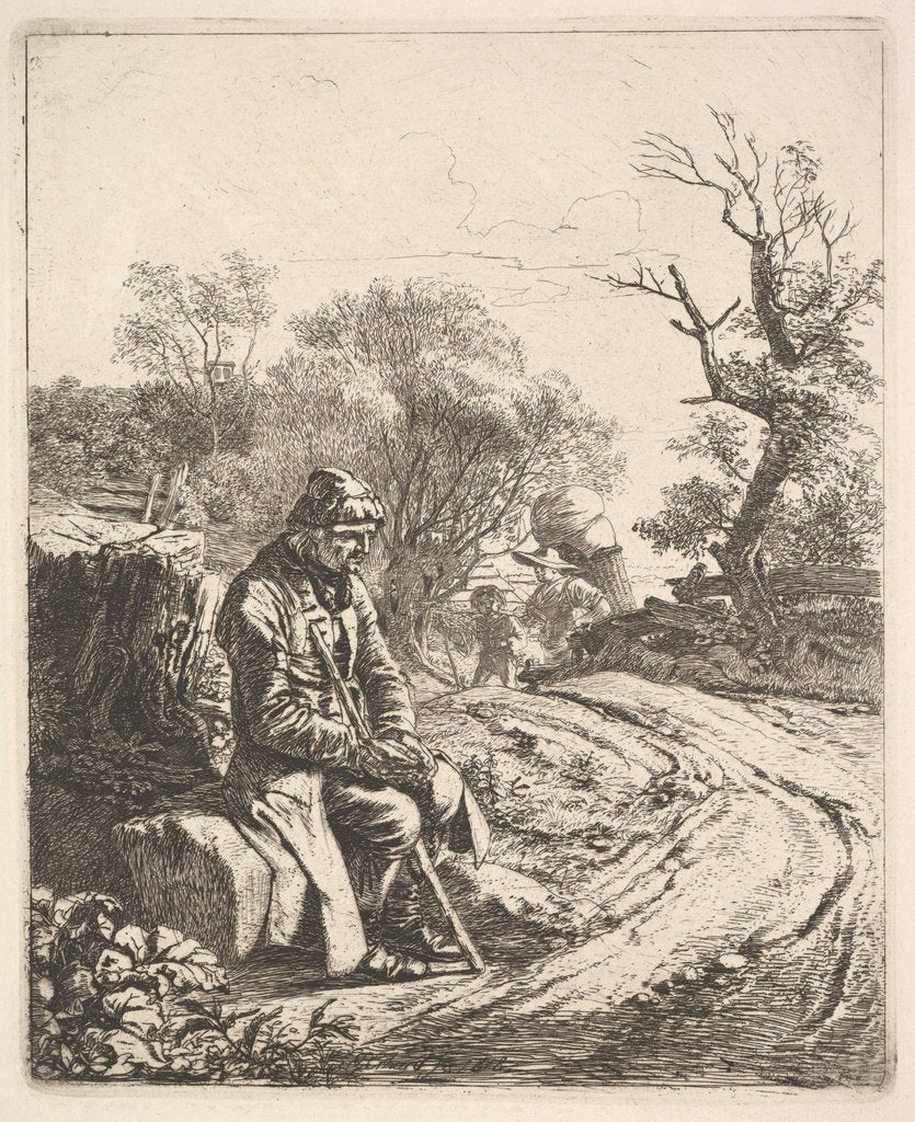Detail of An Old Man Sitting on the Roadside, 1818 by Johann Christian Erhard