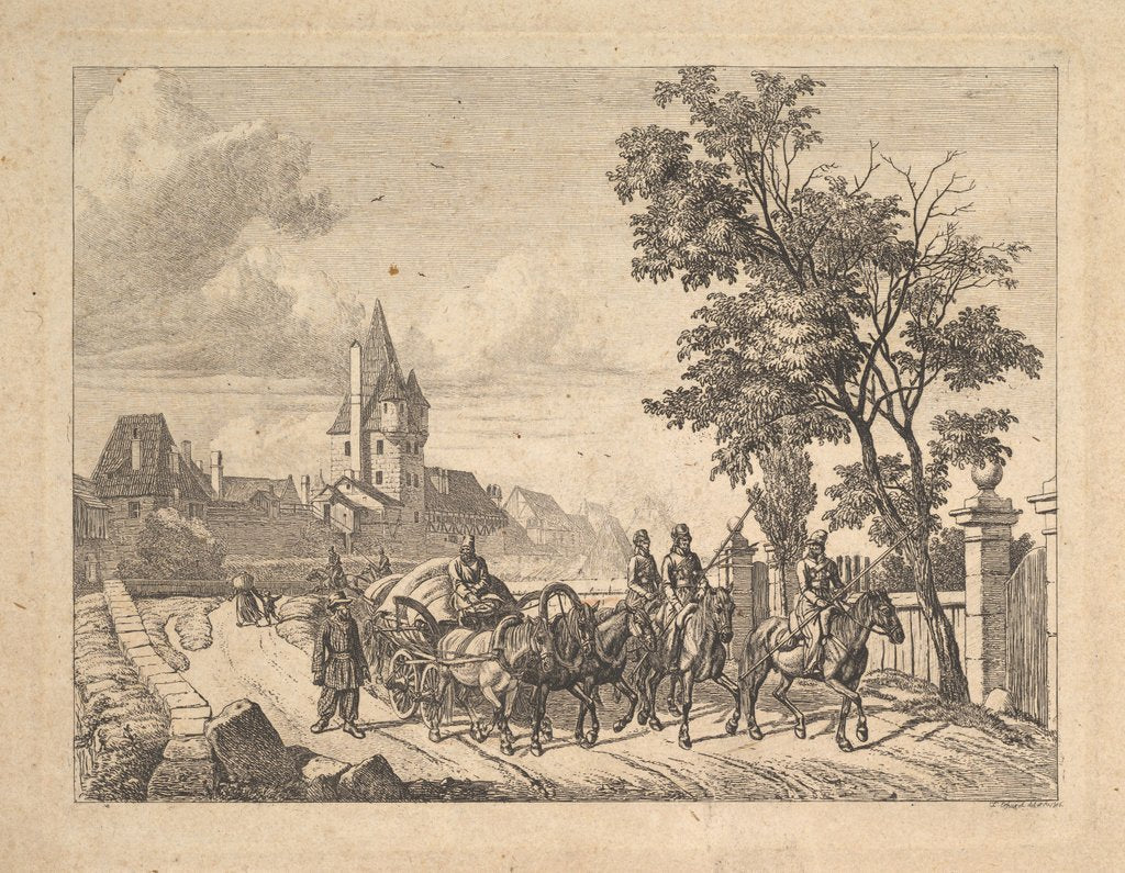 Detail of The Cossacks Escorting the Baggage Wagon, 1816 by Johann Christian Erhard