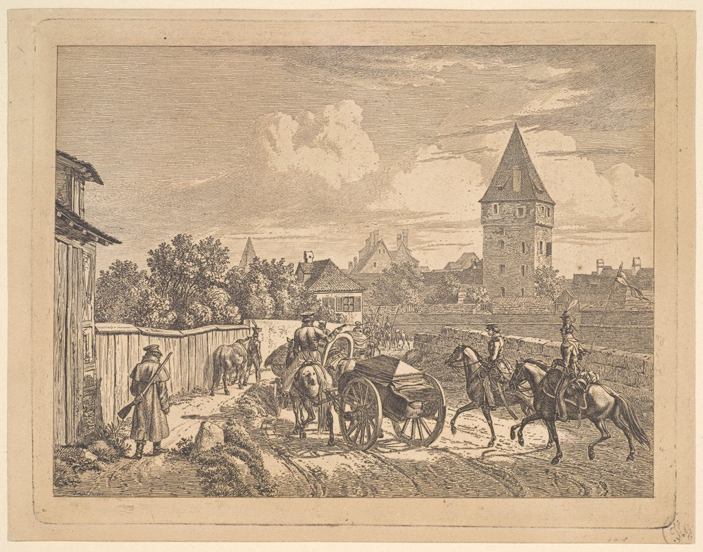 Detail of Russian Lancers Escorting the Regimental Cassonne, 1816 by Johann Christian Erhard