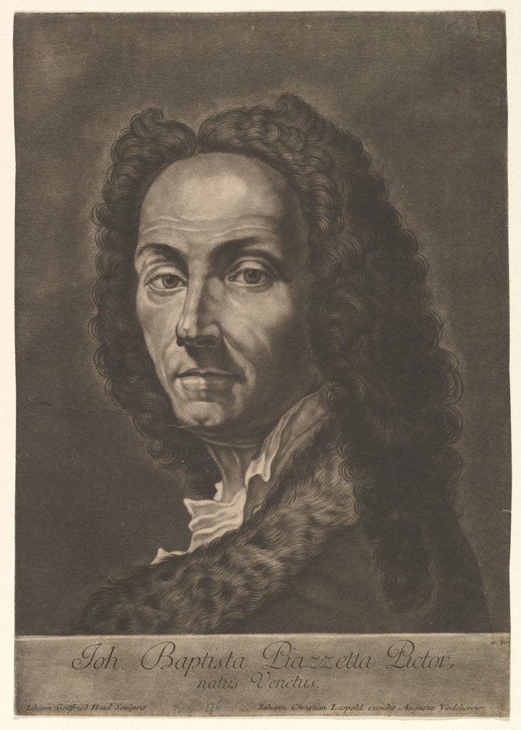 Detail of Portrait of Giovanni Battista Piazzetta, early 18th century by Johann Gottfried Haid