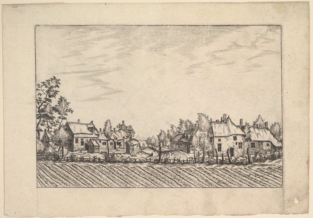 Detail of Farms, ploughed field in the foreground from Praediorum villarum et rusticarum casu…, ca. 1559-61 by Johannes van Doetecum I