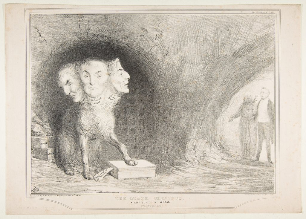 Detail of The State Cerberus, A Leaf Out of the Ænead, Freely Translated, December 11, 1834 by John Doyle