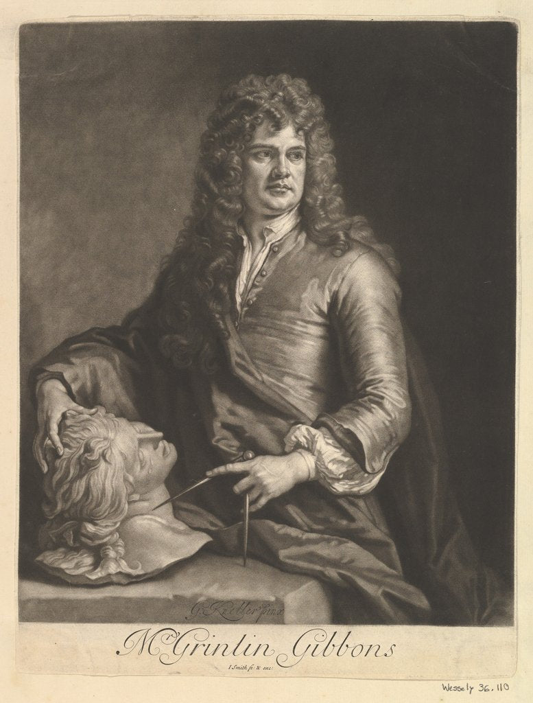 Detail of Portrait of Grinling Gibbons, 1690 by John Smith