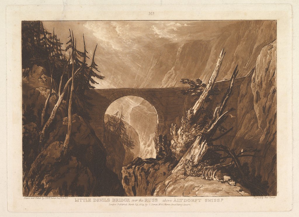 Detail of Little Devil's Bridge over the Russ, above Altdorft, Switzerland, March 29, 1809 by JMW Turner