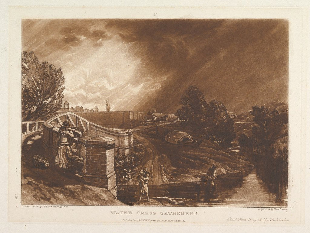 Detail of Water Cress Gatherers, Rails Head Ferry Bridge, Twickenham, January 1, 1819 by JMW Turner