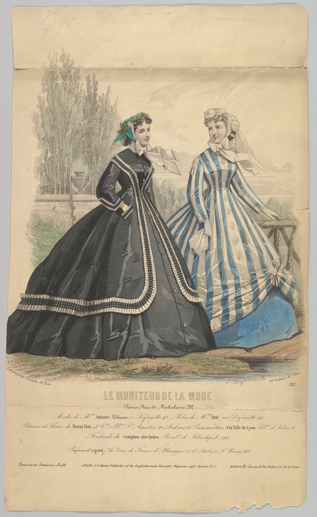 Detail of Modes de Mme. Antonie Lalanne, No. 791, from Le Moniteur de la Mode, 1848 by Jules David