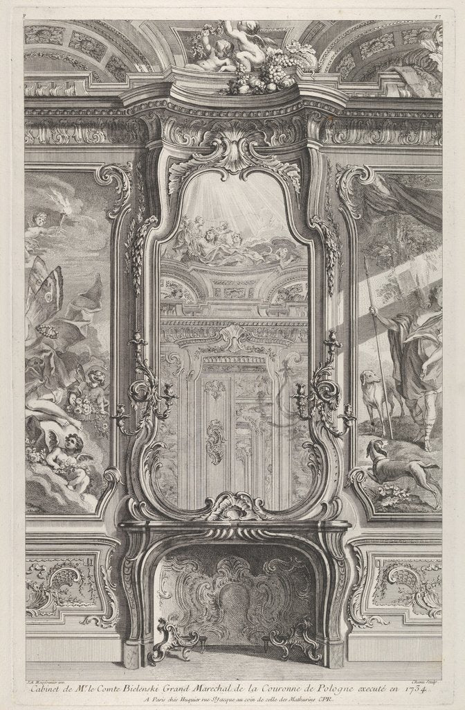Detail of Cabinet de Mr le Compte Bielinski, from 'Oeuvres de Juste Aurelle Meissonnier', ca. 1742-48 by Juste-Aurele Meissonier