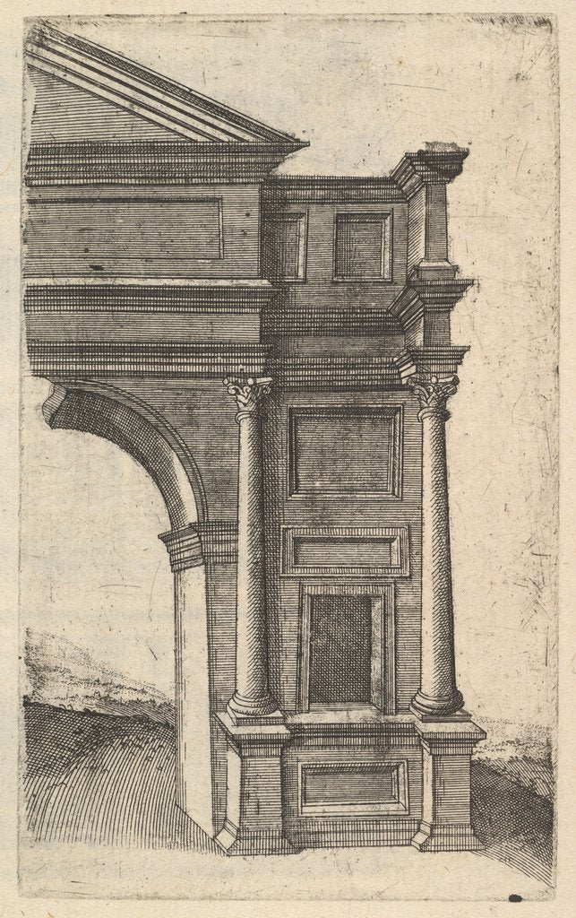Detail of Half of an Arch [Porta Antonae] from the series 'Ruinarum variarum fabricarum delineatione…, 1554 by Lambert Suavius