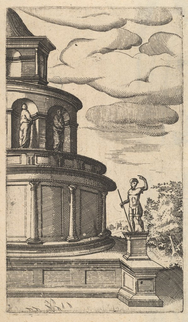 Detail of Partial view of a Building [Sepulchrum Adriani] from the series 'Ruinarum variarum fabrica…, 1554 by Lambert Suavius
