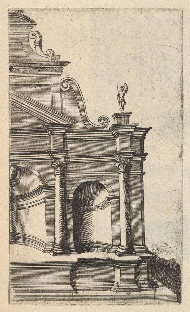 Detail of Partial View of a Monument [Mercurii Templum] from the series 'Ruinarum variarum fabricaru…, 1554 by Lambert Suavius