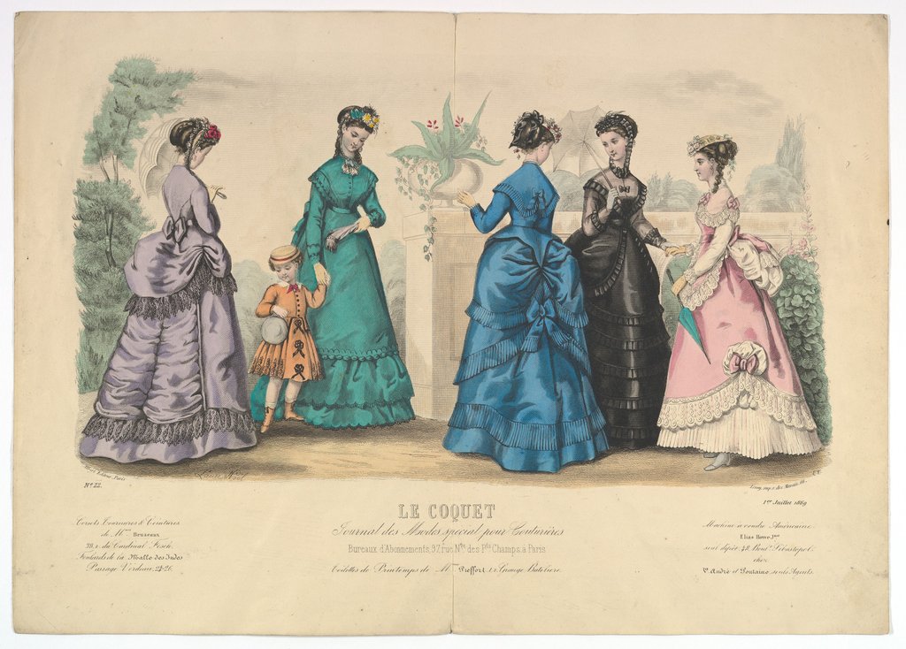 Detail of Le Coquet, No. 22, from Journal des Modes Spécial pour Couturières, July 1, 1869 by Laure Noel
