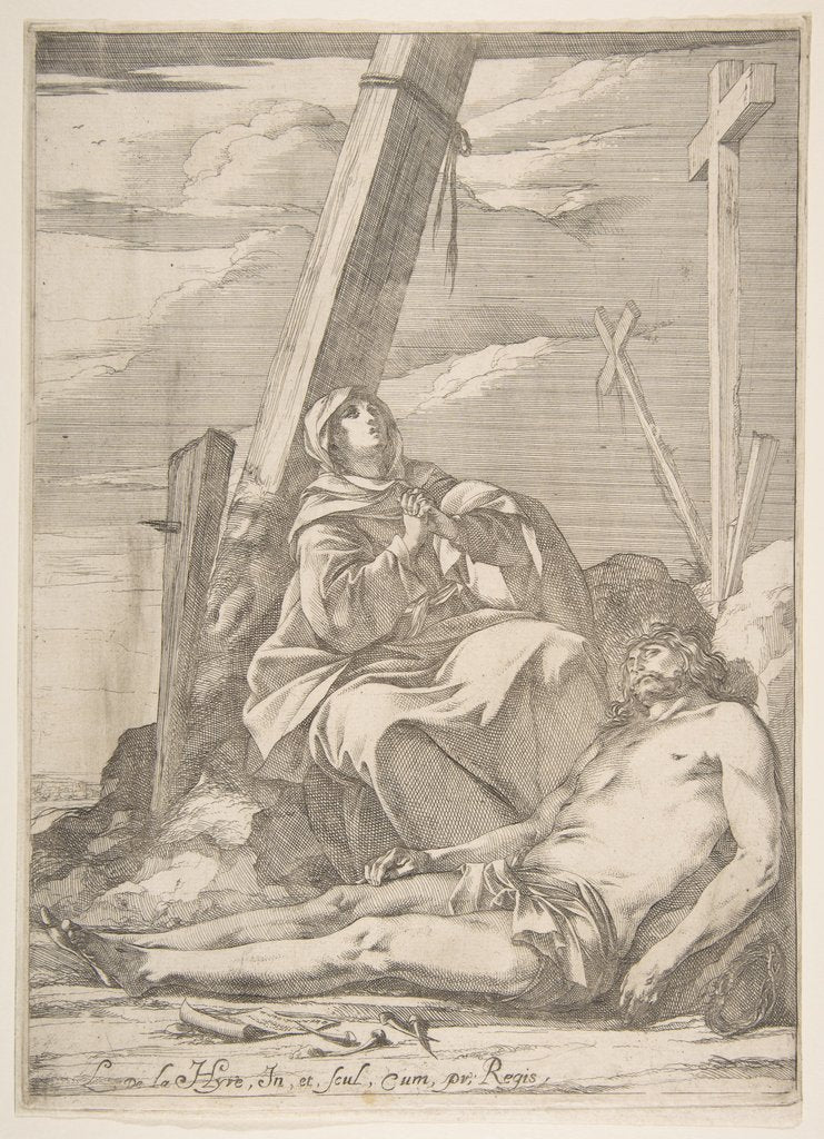 Detail of Christ and the Virgin at the Foot of the Cross by Laurent de la Hyre