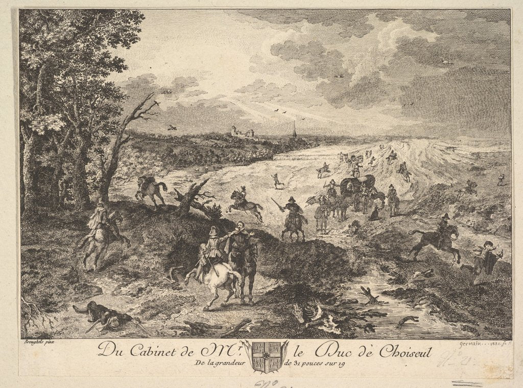 Detail of Robbery on a Road after a painting in the collection of the Duc de Choiseul, 1771 by Louis Germain