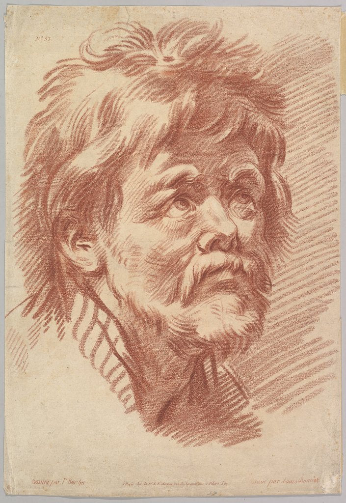 Detail of Head of an Old Man, mid to late 18th century by Louis Marin Bonnet