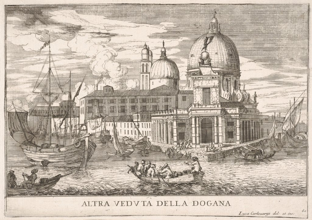 Detail of Plate 61: View of the customs house at the confluence of the Grand Canal a…, 1703 by Luca Carlevarijs