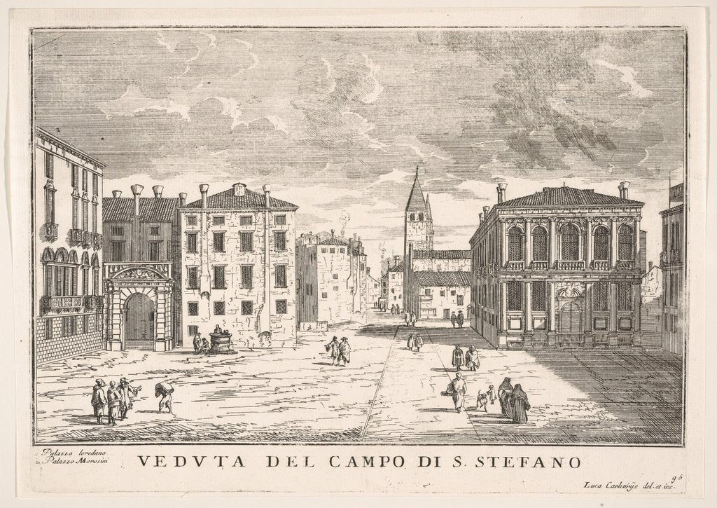 Detail of Plate 95: View of Campo Santo Stefano with the Loredan Palace and Morosini Palace, Venice…, 1703 by Luca Carlevarijs