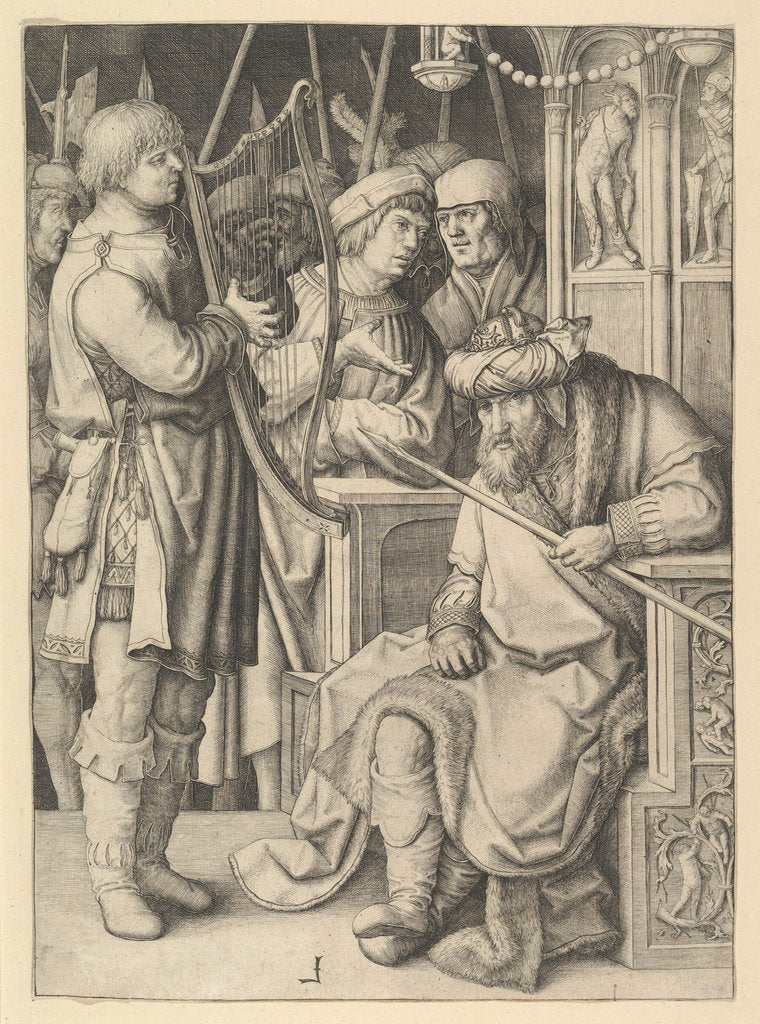 Detail of David Playing the Harp Before Saul, ca. 1508 by Lucas van Leyden