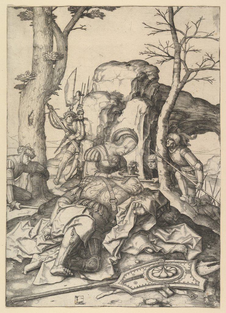 Detail of Samson and Delilah, ca. 1507 by Lucas van Leyden