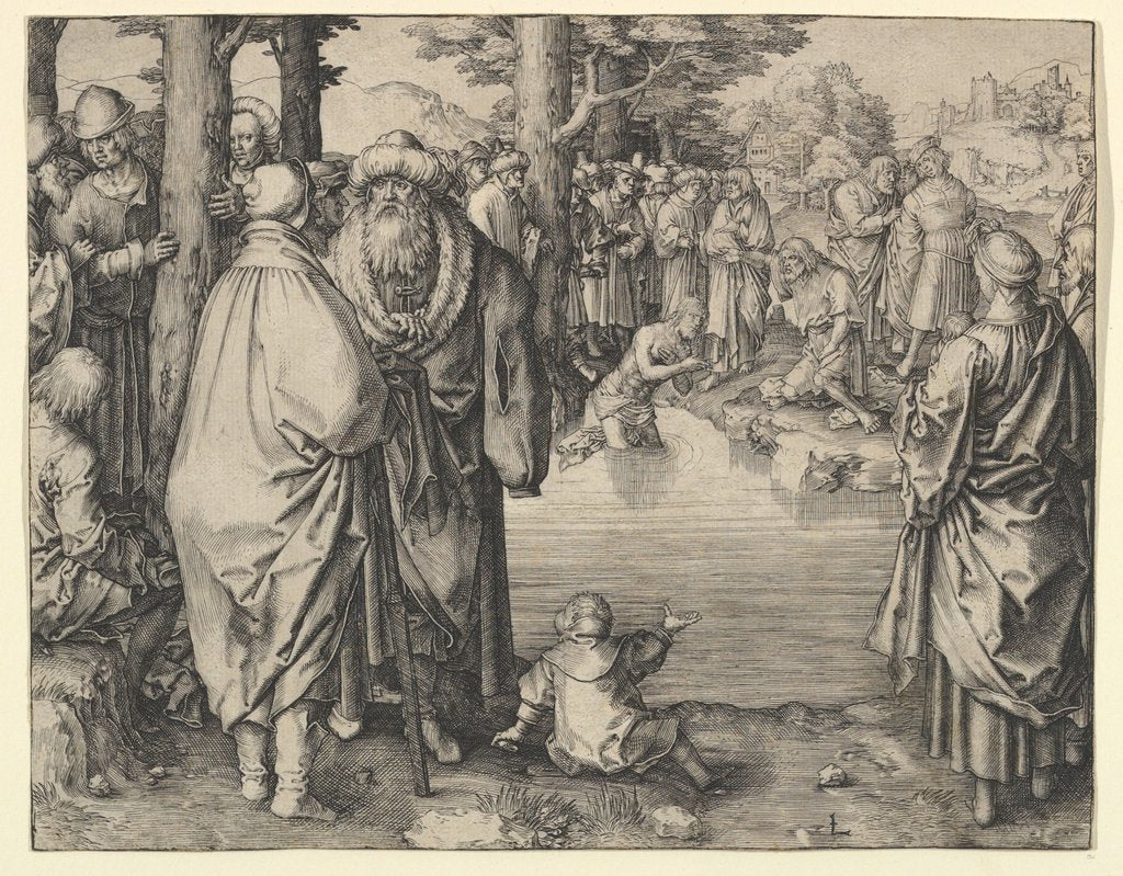 Detail of The Baptism of Christ in the River Jordan, ca. 1510 by Lucas van Leyden