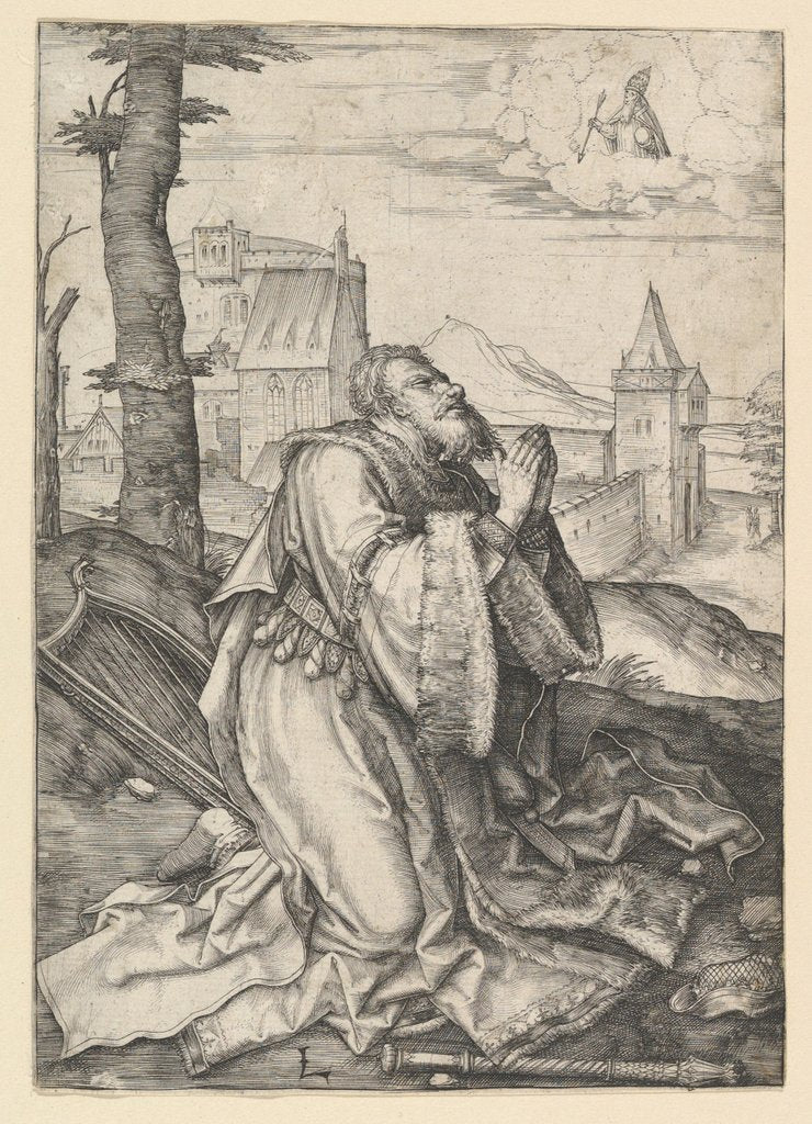 Detail of David Praying, ca. 1507 by Lucas van Leyden