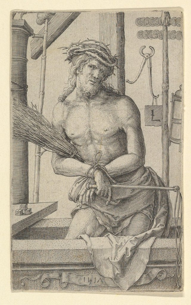 Detail of Christ as the Man of Sorrows with the Instruments of the Passion., 1517 by Lucas van Leyden