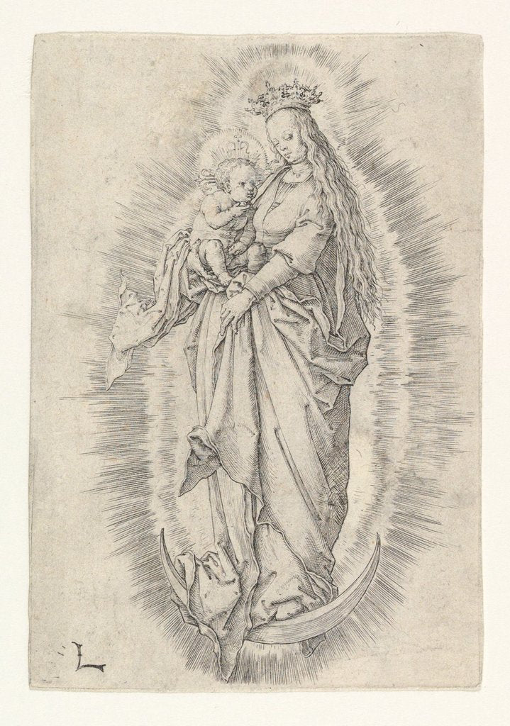 Detail of The Crowned Virgin With Child in Glory, ca. 1512 by Lucas van Leyden