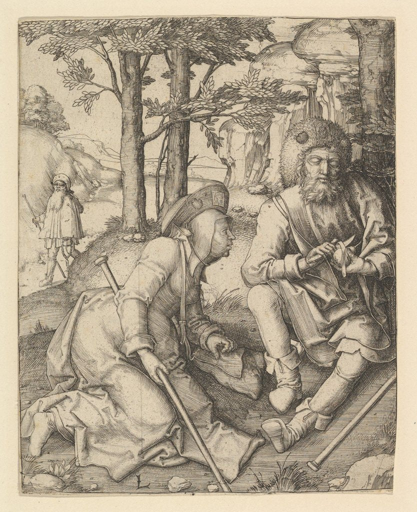 Detail of The Pilgrims, ca. 1508 by Lucas van Leyden