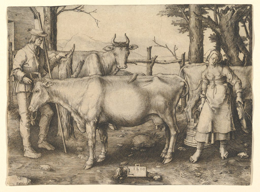 Detail of The Milkmaid, 1510 by Lucas van Leyden