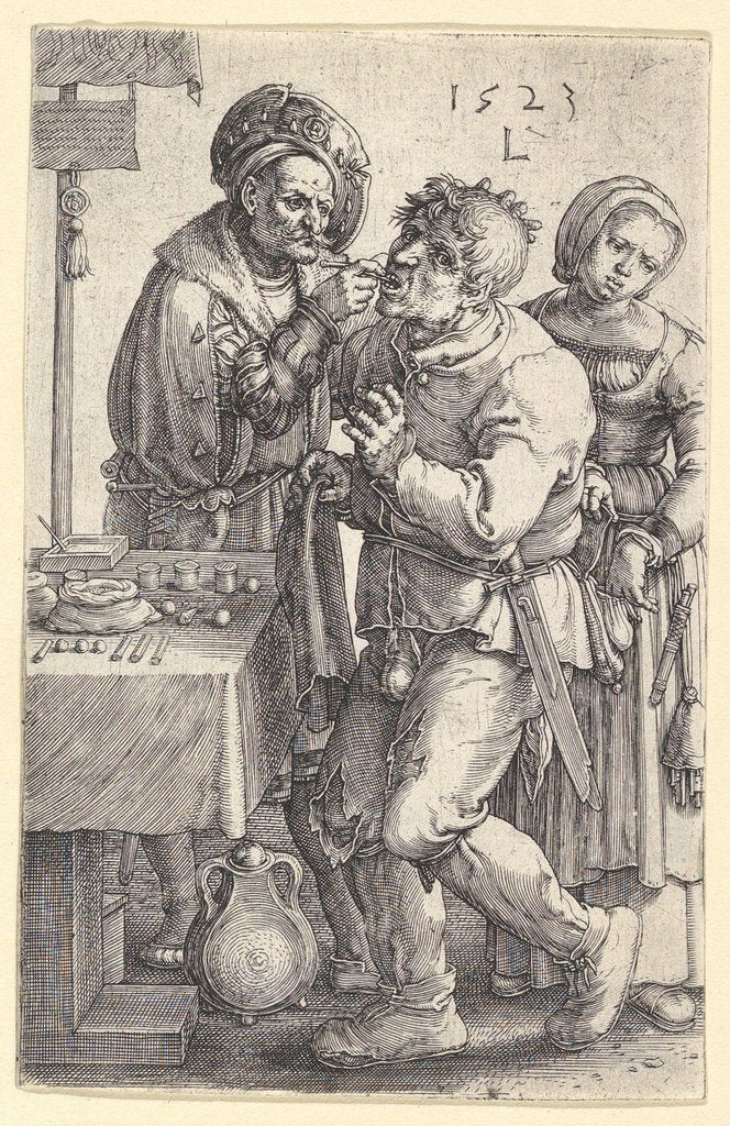 Detail of The Dentist, 1523 by Lucas van Leyden