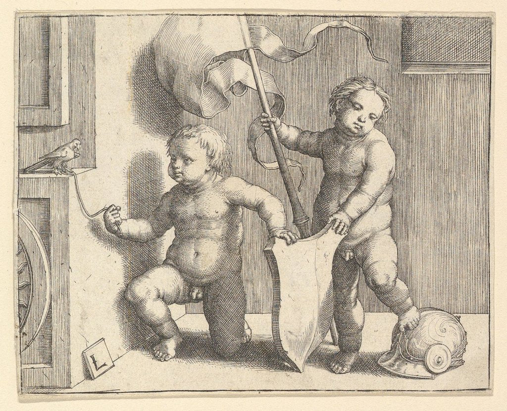Detail of Two Nude Children Supporting a Blank Shield, ca. 1510 by Lucas van Leyden