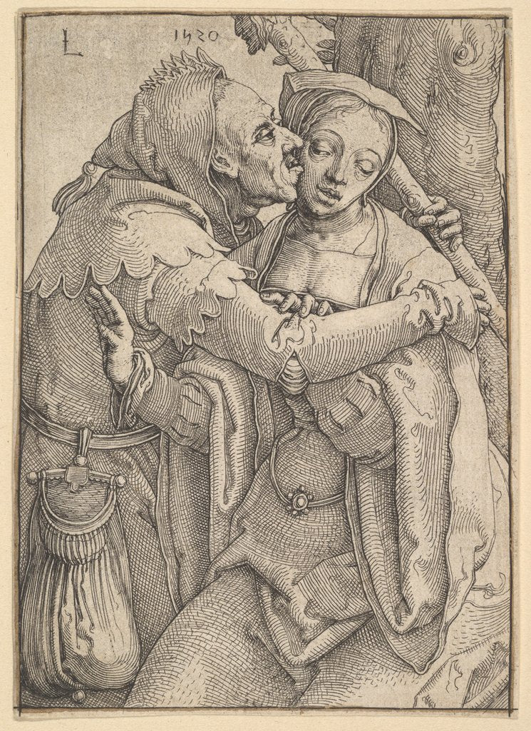 Detail of A Fool and a Woman, 1520 by Lucas van Leyden