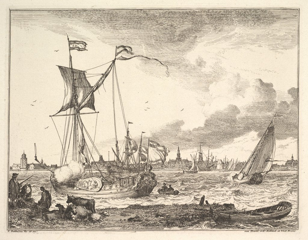 Detail of Harbor Scene by Ludolf Backhuysen I