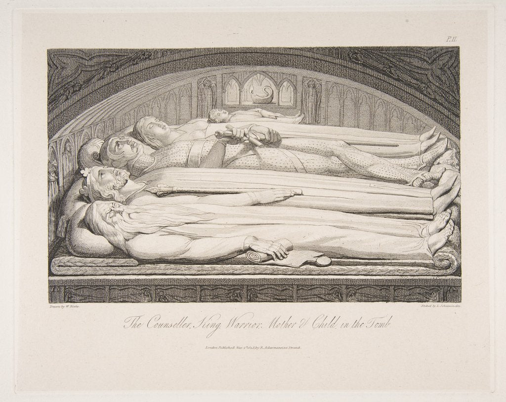 Detail of The Counsellor, King, Warrior, Mother & Child in the Tomb, from The Grave, a Poem…, March 1, 1813 by Luigi Schiavonetti