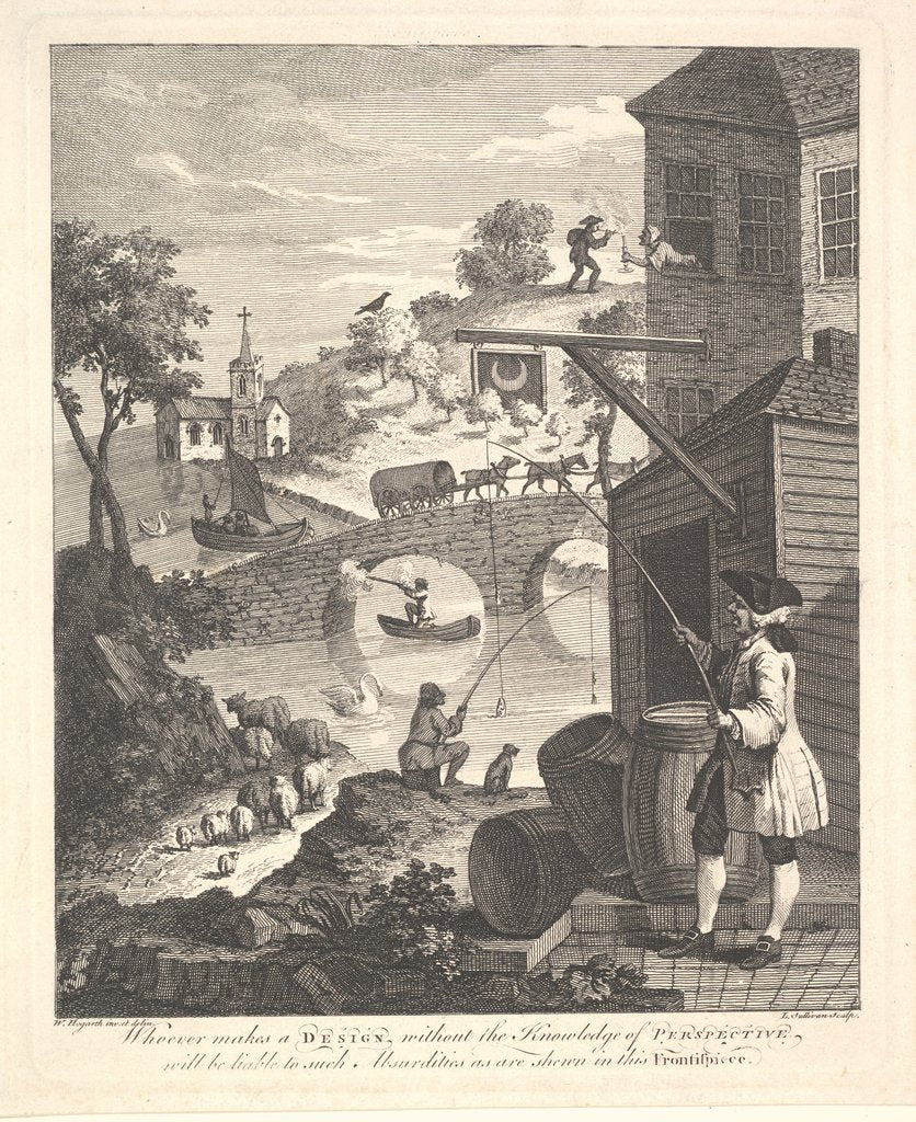 Detail of Satire on False Perspective: Frontispiece to 'Kirby's Perspective', February 1754 by Luke Sullivan