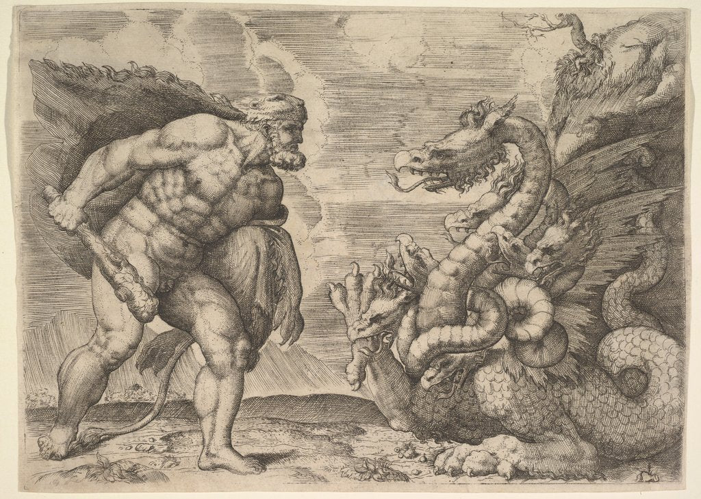 Detail of Hercules and the Hydra of Lerna by Marco Angolo del Moro