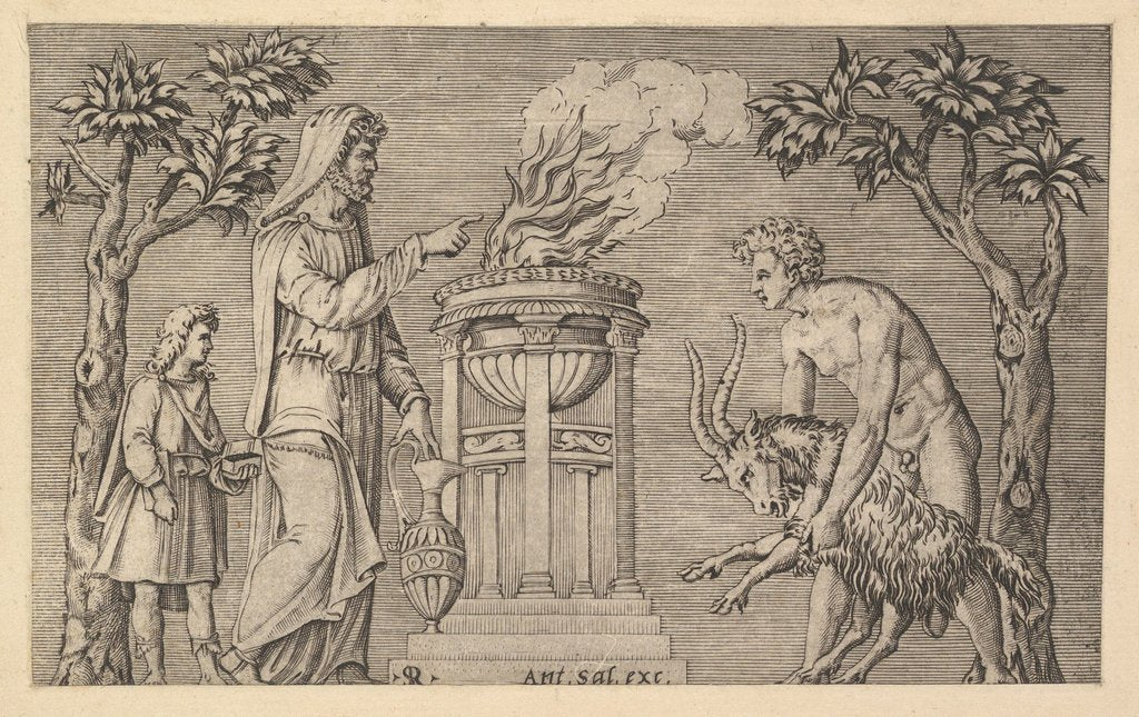Detail of Speculum Romanae Magnificentiae: The Sacrifice of a Ram, 16th century by Marco Dente