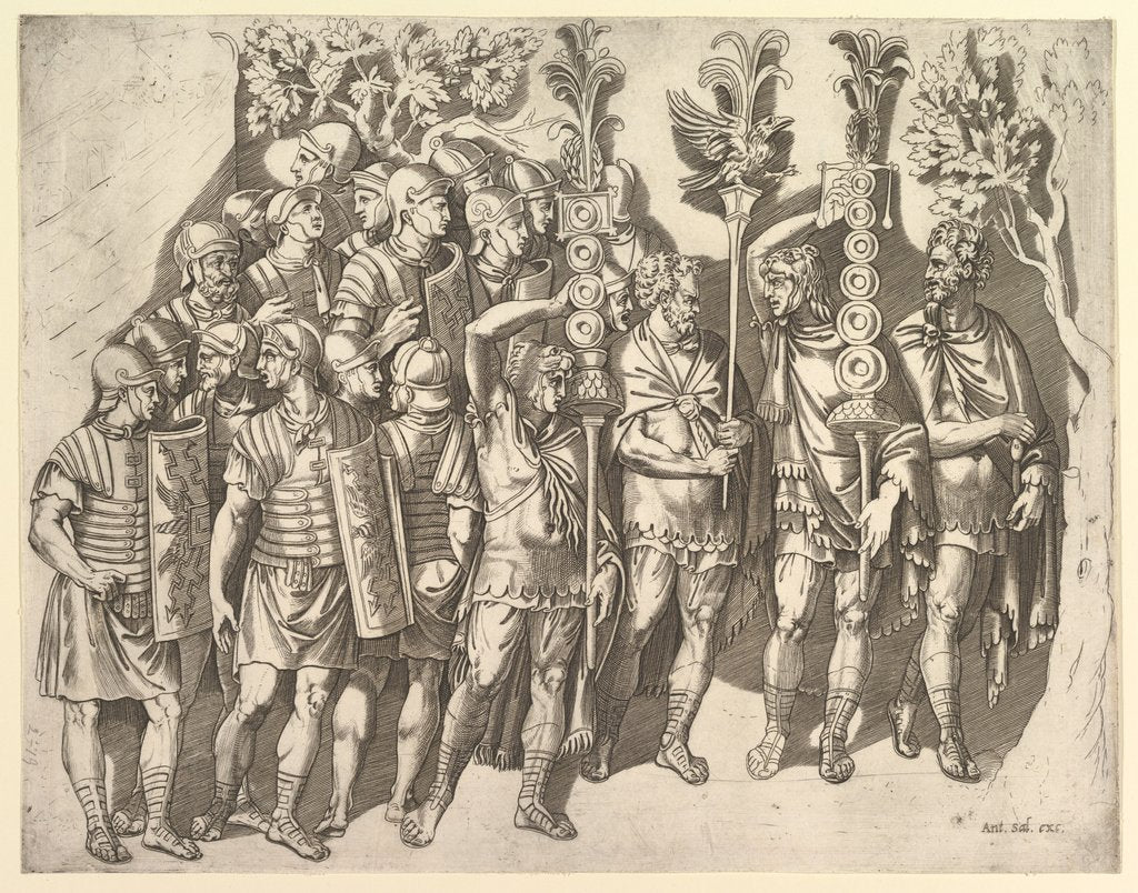Detail of Speculum Romanae Magnificentiae: A Roman Legion, 16th century by Marco Dente