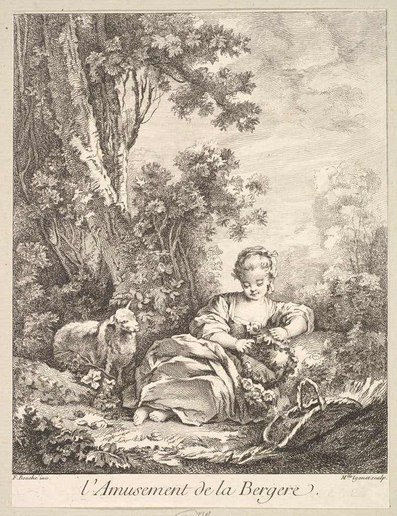 Detail of The Amusement of a Shepherd Girl by Marie Madeleine Igonet