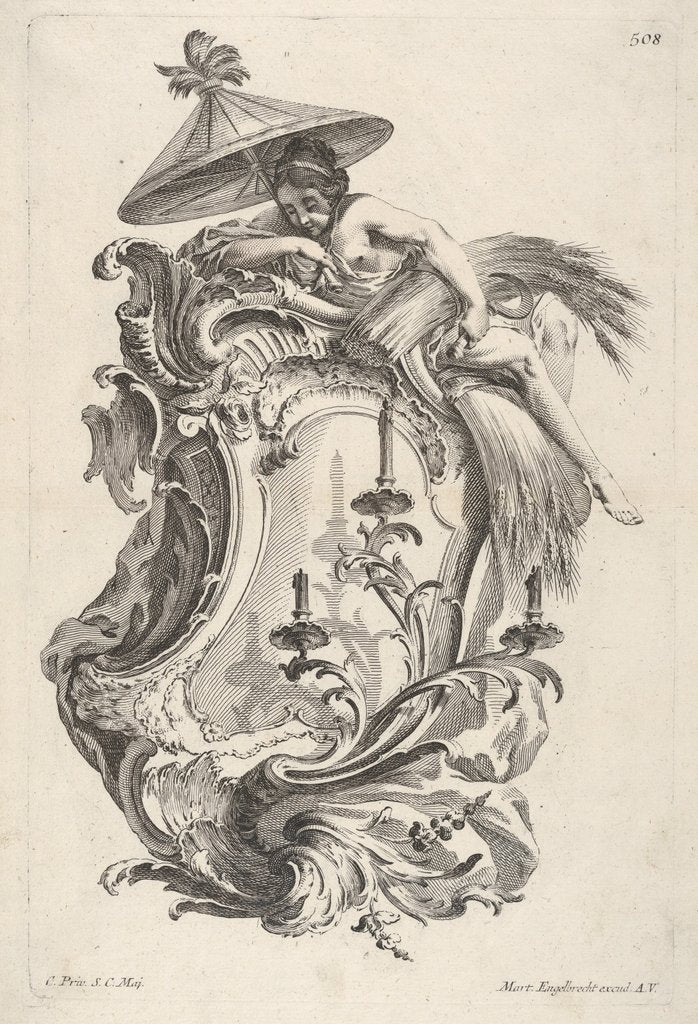Detail of Sconce Representing Summer, from 'Wand-Leuchter die 4 Jahrseiten vorstellend', ca. 1730-56 by Martin Engelbrecht