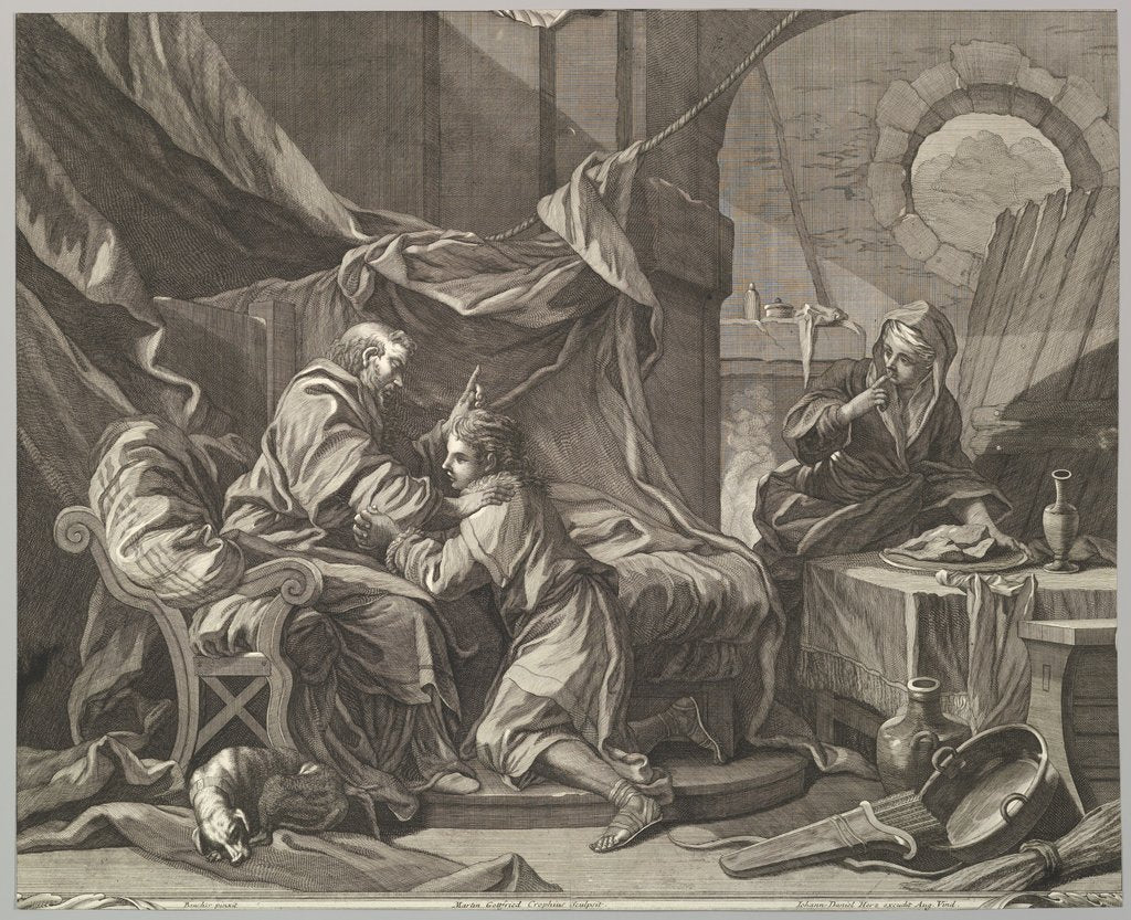 Detail of Isaac Blessing Jacob, 18th century by Martin Gottfried Crophius