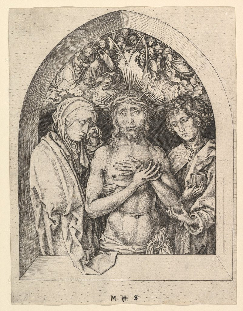 Detail of Christ as the Man of Sorrows with the Virgin and St. John, ca. 1435-1491 by Martin Schongauer